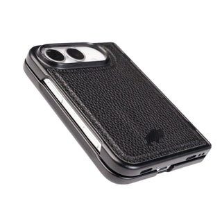 York Leather MagSafe Snap-On Case for iPhone Duo, Pebble Black