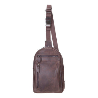 Blake Full‑Grain Leather Crossbody Bag, Brown