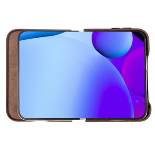 Classic Leather Folio Wallet Case for iPhone Duo, Distressed Coffee