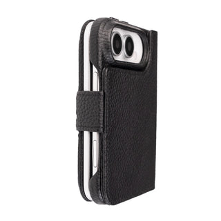 Burkley Detachable Wallet Case for iPhone Duo, Pebble Black