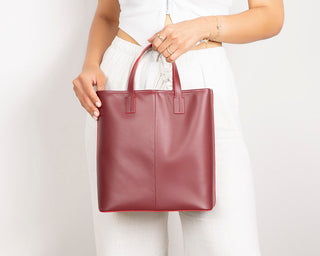Valley Leather Tote Bag, Bordeaux