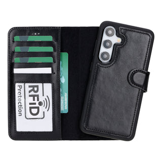 Carter Detachable Leather Wallet Case Galaxy S24, Rustic Black