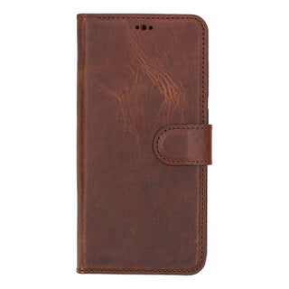 Carter Detachable Leather Wallet Case Galaxy S24, Saddle Brown