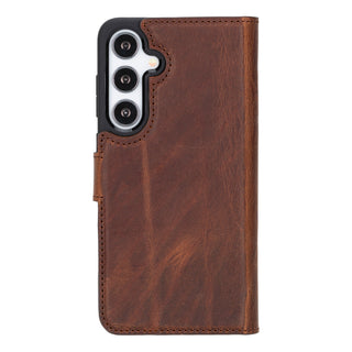 Carter Detachable Leather Wallet Case Galaxy S24, Saddle Brown