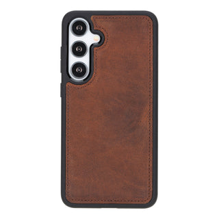 Carter Detachable Leather Wallet Case Galaxy S24, Saddle Brown