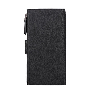 Lozan Full‑Grain Leather Crossbody Wallet – Pebble Black