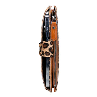 Lozan Full‑Grain Leather Crossbody Wallet – Leopard