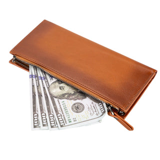 Lozan Full‑Grain Leather Crossbody Wallet – Rustic Tan