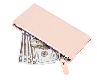 Lozan Full‑Grain Leather Crossbody Wallet – Pink