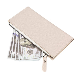 Lozan Full‑Grain Leather Crossbody Wallet – Beige