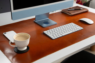 Natural Leather Desk Mat (37cm x 80 cm), Tan UnBranded