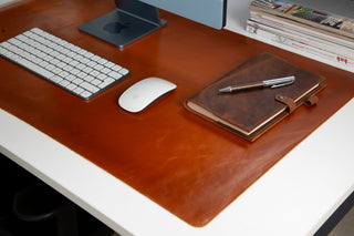 Natural Leather Desk Mat (37cm x 80 cm), Tan UnBranded