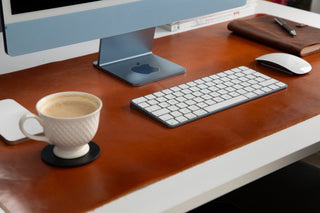 Natural Leather Desk Mat (37cm x 80 cm), Tan UnBranded