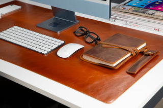 Natural Leather Desk Mat (37cm x 80 cm), Tan UnBranded