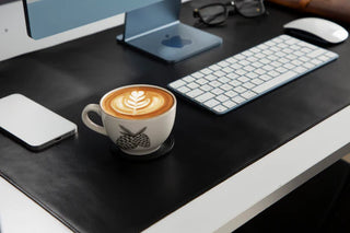Natural Leather Desk Mat (48cm x 91 cm), Rustic Black