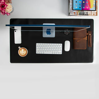 Natural Leather Desk Mat (48cm x 91 cm), Rustic Black