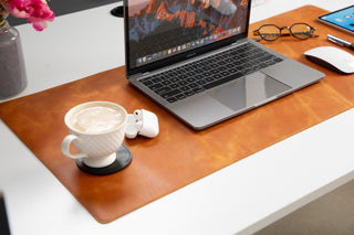 Natural Leather Desk Mat (48cm x 91 cm), Tan UnBranded