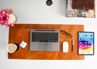 Natural Leather Desk Mat (48cm x 91 cm), Tan UnBranded