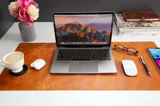 Natural Leather Desk Mat (48cm x 91 cm), Golden Tan