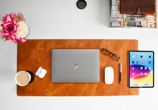 Natural Leather Desk Mat (48cm x 91 cm), Tan UnBranded