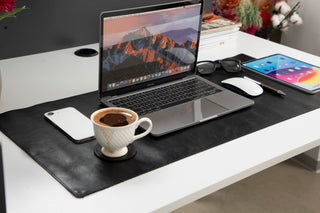 Natural Leather Desk Mat (37cm x 80 cm), Black UnBranded