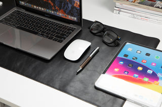 Natural Leather Desk Mat (37cm x 80 cm), Black UnBranded