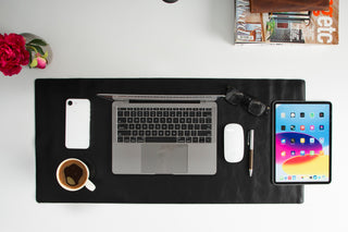 Natural Leather Desk Mat (37cm x 80 cm), Black UnBranded
