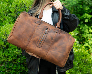 Dolly Full-Grain Leather Weekender Bag, Saddle Brown BlackBrook Case