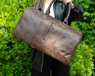 Dolly Full-Grain Leather Weekender Bag, Gray BlackBrook Case
