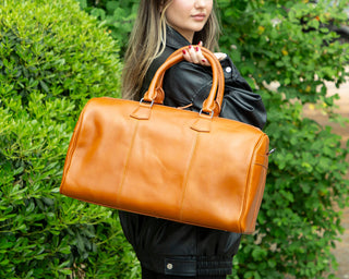 Dolly Full-Grain Leather Weekender Bag, Saddle Brown BlackBrook Case