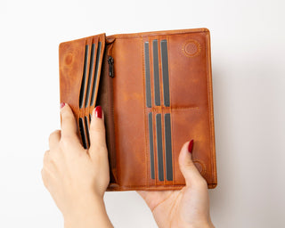 Aura Leather Women's Wallet, Golden Tan