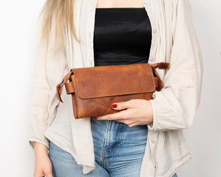 Prestige Leather Clutch Bag, Saddle Brown