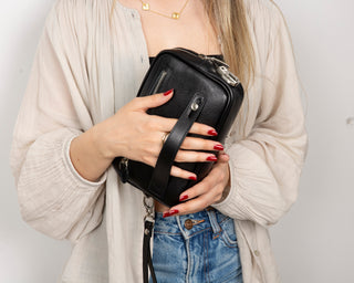 Forge Leather Handbag, Rustic Black