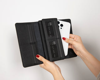 Noble Leather Women's Wallet, Pebble Black