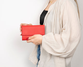 Linea Leather Women's Wallet, Red
