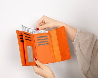 Linea Leather Women's Wallet, Orange