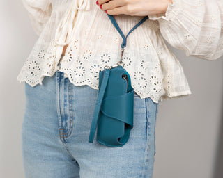 Harbor Leather Eyewear Case, Blue