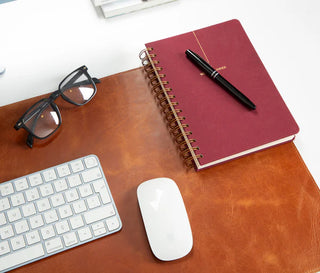 Natural Leather Desk Mat (37cm x 80 cm), Golden Tan