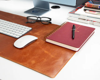 Natural Leather Desk Mat (37cm x 80 cm), Golden Tan