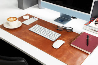 Natural Leather Desk Mat (37cm x 80 cm), Golden Tan