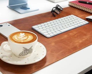 Natural Leather Desk Mat (37cm x 80 cm), Golden Tan