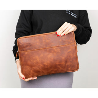 Leeds Slim Leather Laptop / Tablet Sleeve, Brown