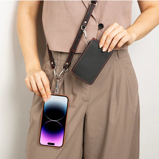 Marlow PU Leather Phone Strap & Wallet Set, Black