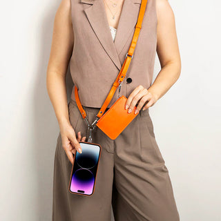 Marlow PU Leather Phone Strap & Wallet Set, Orange