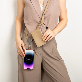 Marlow PU Leather Phone Strap & Wallet Set, Mink
