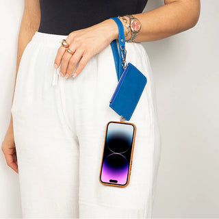 Marlow PU Leather Phone Strap & Wallet Set, Blue