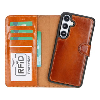 Carter Detachable Leather Wallet Case Galaxy S24, Rustic Tan