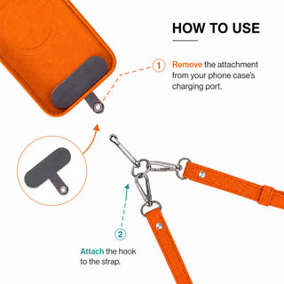 Marlow PU Leather Phone Strap & Wallet Set, Orange