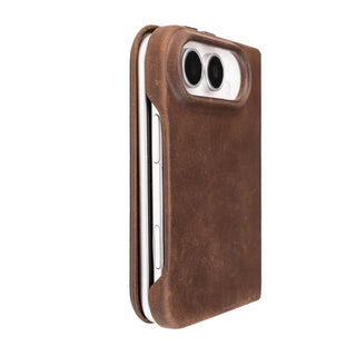 Classic Leather Folio Wallet Case for iPhone Duo, Distressed Coffee