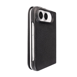Classic Leather Folio Wallet Case for iPhone Duo, Pebble Black
